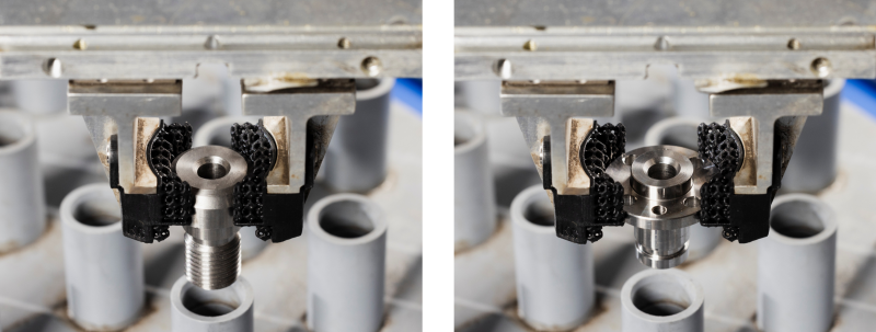 柔軟指導入後、形状・サイズが異なっても把持可能